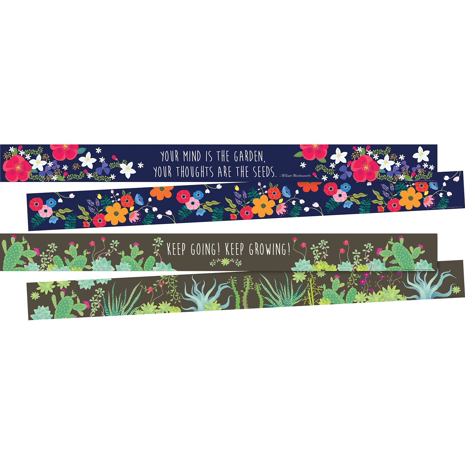 Barker Creek Double-Sided Border Set, Petals & Prickles, 24 Strips/Set (BC3869)