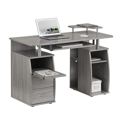 Techni Mobili Complete Computer Workstation Desk With Storage, Gray (RTA-8211-GRY)