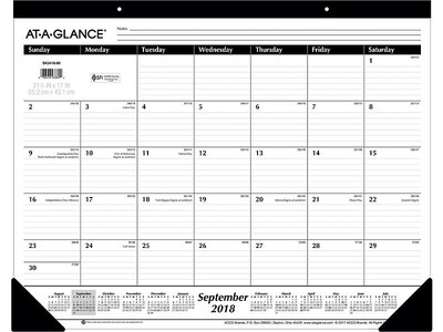 Academic AT-A-GLANCE 17H x 21.75W Desk Pad Calendar, Black (SK2416-00)