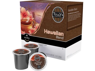 Tullys Hawaiian Blend Coffee, Keurig K-Cup Pods, Medium Roast, 24/Box (6606)