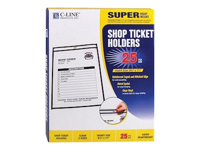 C-Line Vinyl Job Ticket Holders, 8-1/2 x 11, Clear with Black Edges25/Box (46911)