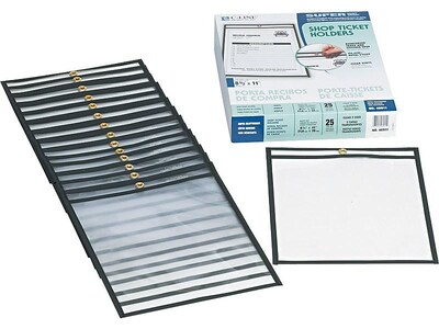 C-Line Stitched Job Ticket Holder, 8.5 x 11, Clear/Black, 25/Box (46911)