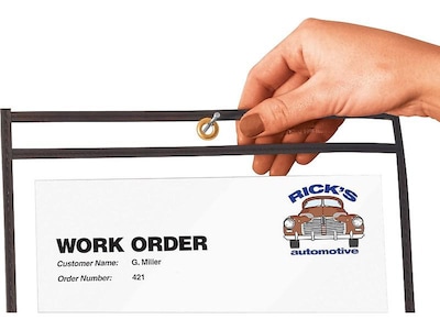 C-Line Stitched Job Ticket Holder, 8.5" x 11", Clear/Black, 25/Box (46911)