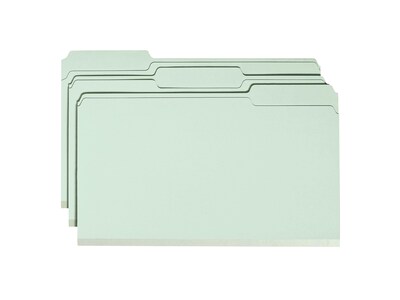 Smead Heavy Duty Pressboard File Folder, 1/3-Cut Tab, 2" Expansion, Legal Size, Gray/Green, 25/Box (18234)