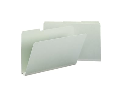 Smead Heavy Duty Pressboard File Folder, 1/3-Cut Tab, 2" Expansion, Legal Size, Gray/Green, 25/Box (18234)