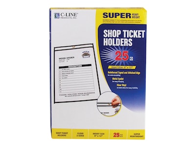 C-Line Vinyl Job Ticket Holders, 9 x 12, Clear with Black Edges25/Box (46912)