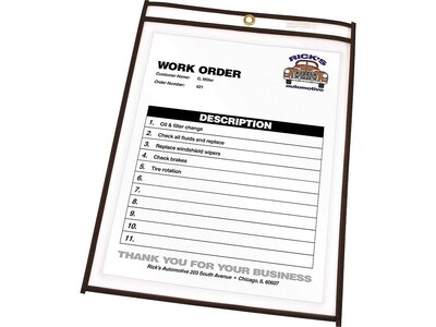 C-Line Vinyl Job Ticket Holders, 9 x 12, Clear with Black Edges25/Box (46912)