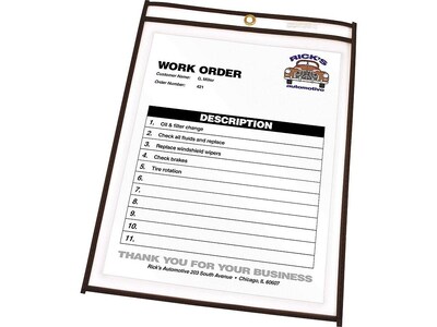 C-Line Vinyl Job Ticket Holders, 9" x 12", Clear with Black Edges25/Box (46912)