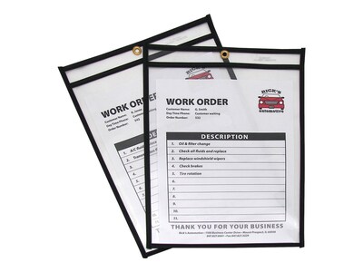 C-Line Vinyl Job Ticket Holders, 9" x 12", Clear with Black Edges25/Box (46912)