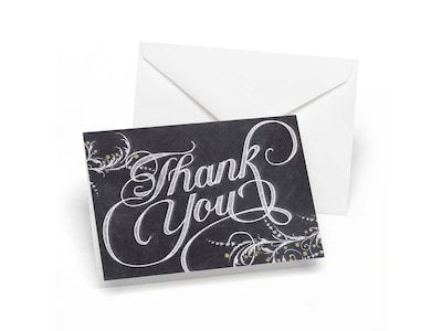 Hortense B. Hewitt Thank You Card and Envelope, Black/White, 50/Pack (35212)