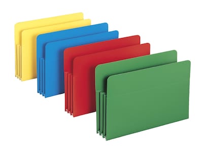 Smead Heavy Duty Poly File Pockets, 3.5 Expansion, Legal Size, Assorted, 4/Box (73550)