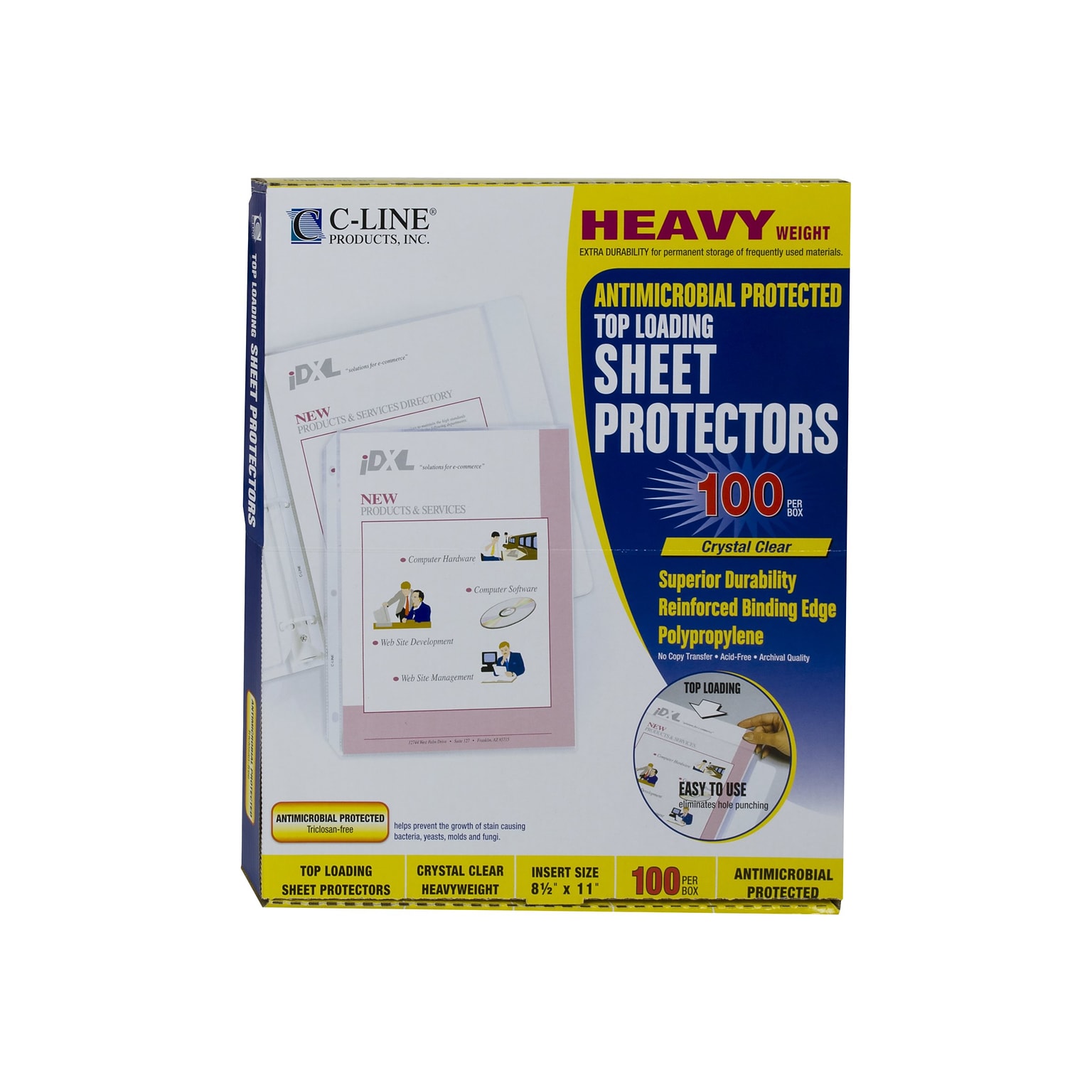 C-Line Heavyweight Polypropylene/PP Sheet Protectors, Heavyweight, Clear, 100/Box (62033)