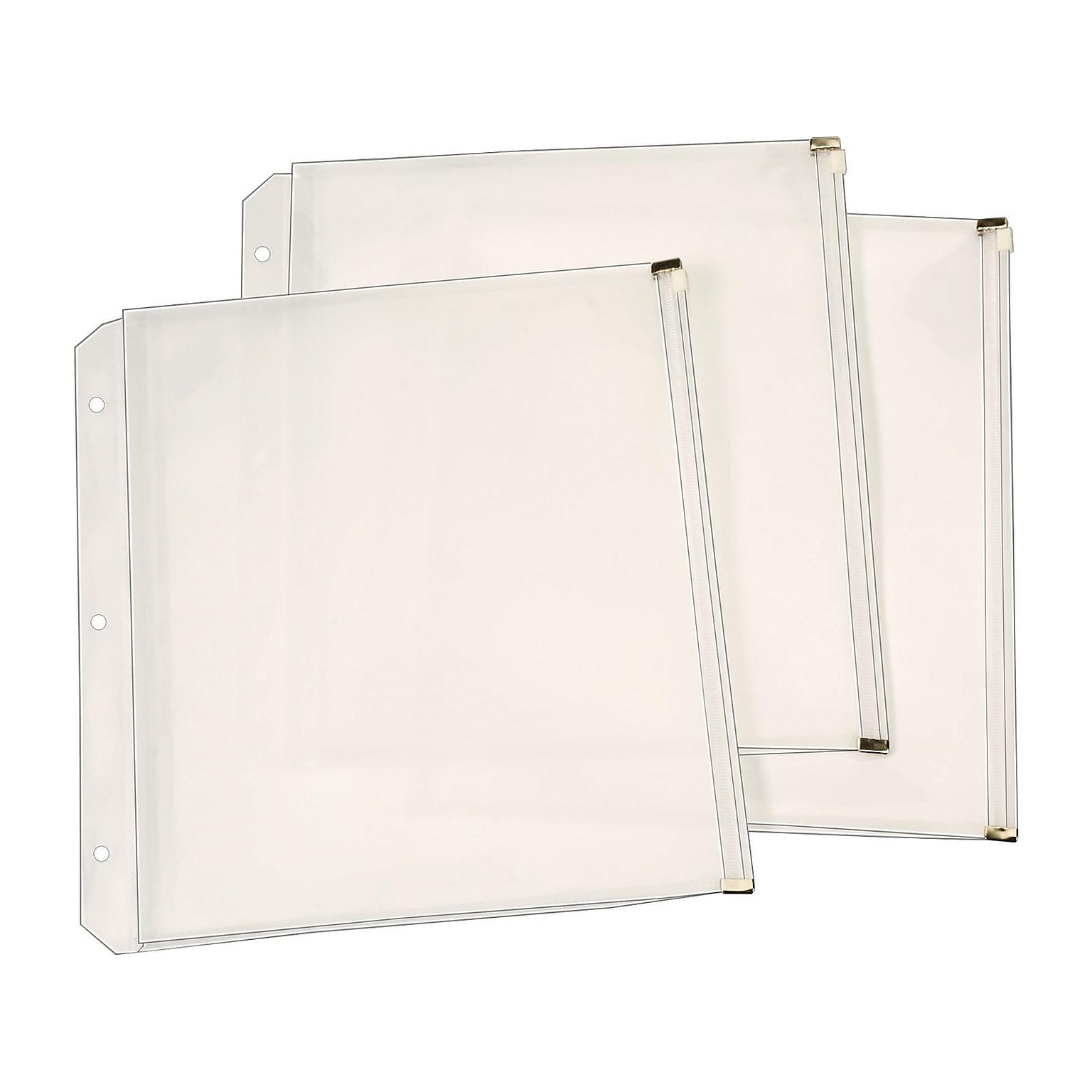 Cardinal Zipper Polypropylene/PP Binder Pockets, Clear, 3/Pack (CRD 14201)