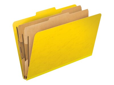 Pendaflex Heavy Duty Pressguard Classification Folders, Legal, 2 Dividers/6 Section, Yellow, 10/Box (PFX2257Y)
