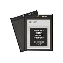 C-Line Vinyl Job Ticket Holders,  9 x 12, Clear with Black Back, 25/Box (45912)