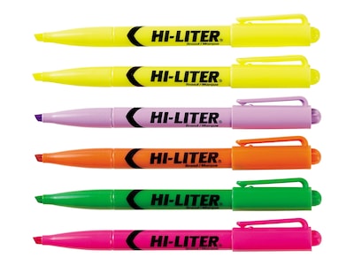 Avery Hi-Liter Stick Highlighters, Chisel, Assorted, 6/Pack (23565)