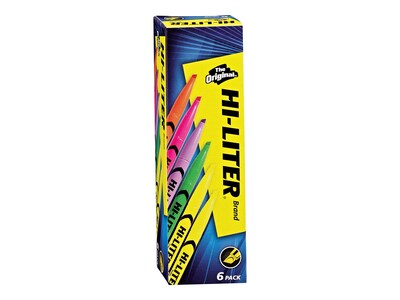 Avery Hi-Liter Stick Highlighters, Chisel, Assorted, 6/Pack (23565)