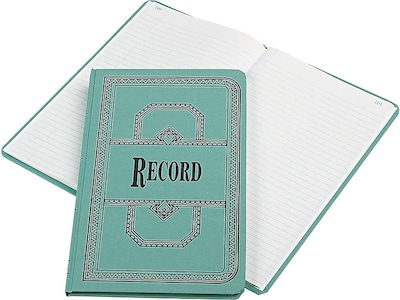 Boorum & Pease 66 Series Record Book, 7.63"W x 12.13"H x 0.75"D, Blue, 75 Sheets/Book (66-150-R)
