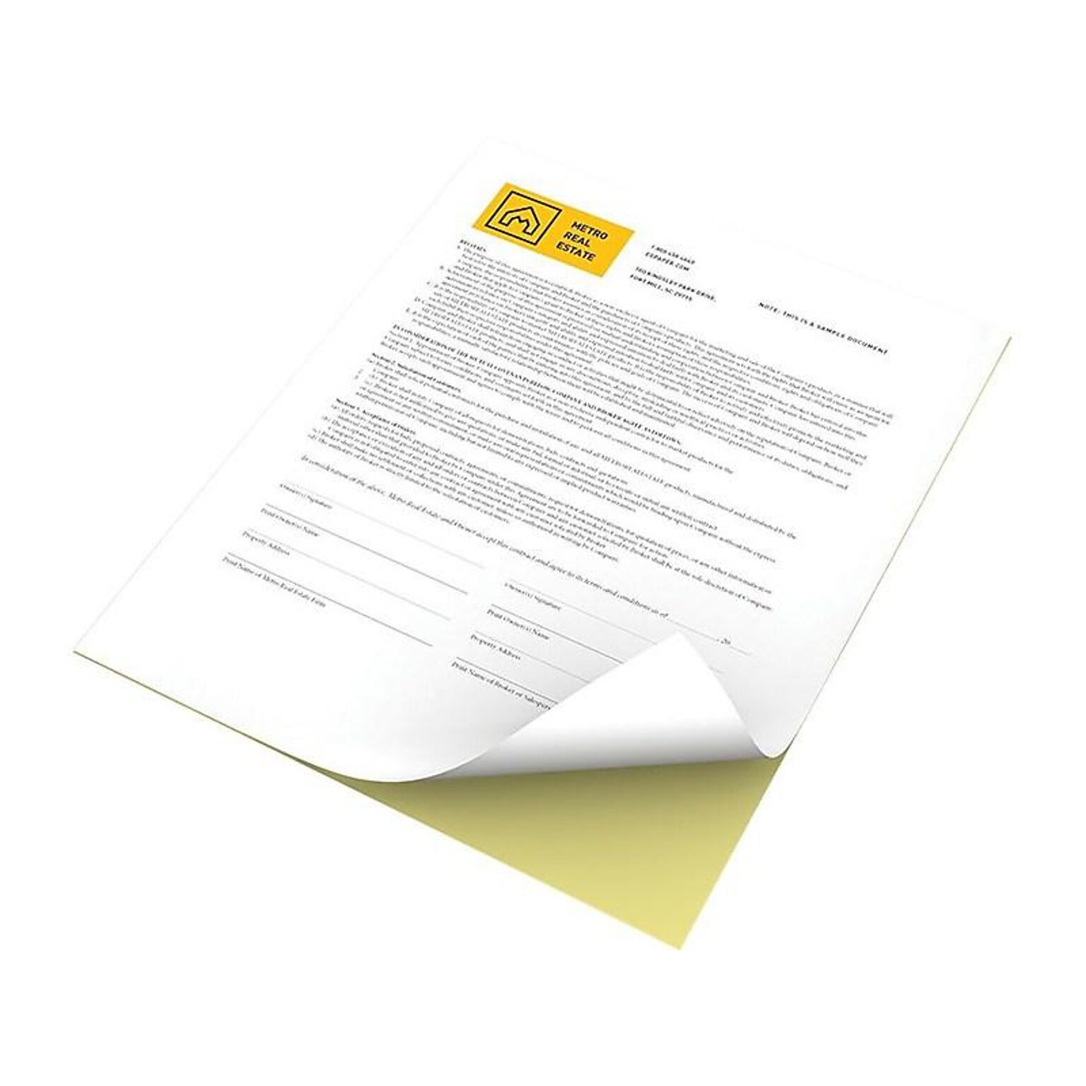 Xerox Revolution 8.5 x 11 Carbonless Paper, 22 lbs., White/Canary, 2500/Carton (3R12420)