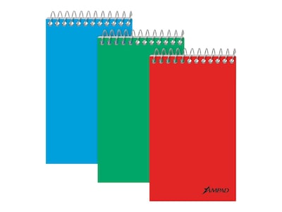 Ampad Memo Pads, 3 x 5, Narrow Ruled, Assorted, 60 Sheets/Pad, 12 Pads/Pack (TOP 25-087)