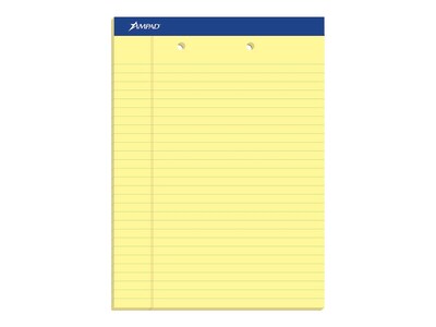 Ampad Notepads, 8.5 x 11.75, Wide Ruled, Canary, 50 Sheets/Pad, 12 Pads/Pack (TOP 20-224)