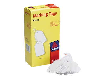 Avery Marking Pre-Wired Tags 1.69H x 2.75W, White, 1000/Box (12201)