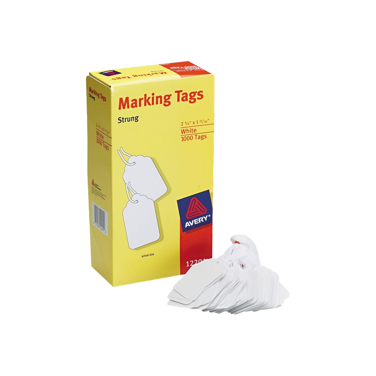 Avery Marking Pre-Strung Tags 1.69H x 2.75W, White, 1000/Box (12201)