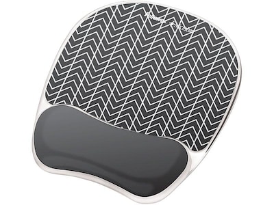 Fellowes Photo Gel Mouse Pad/Wrist Rest Combo, Black Chevron (9549901)