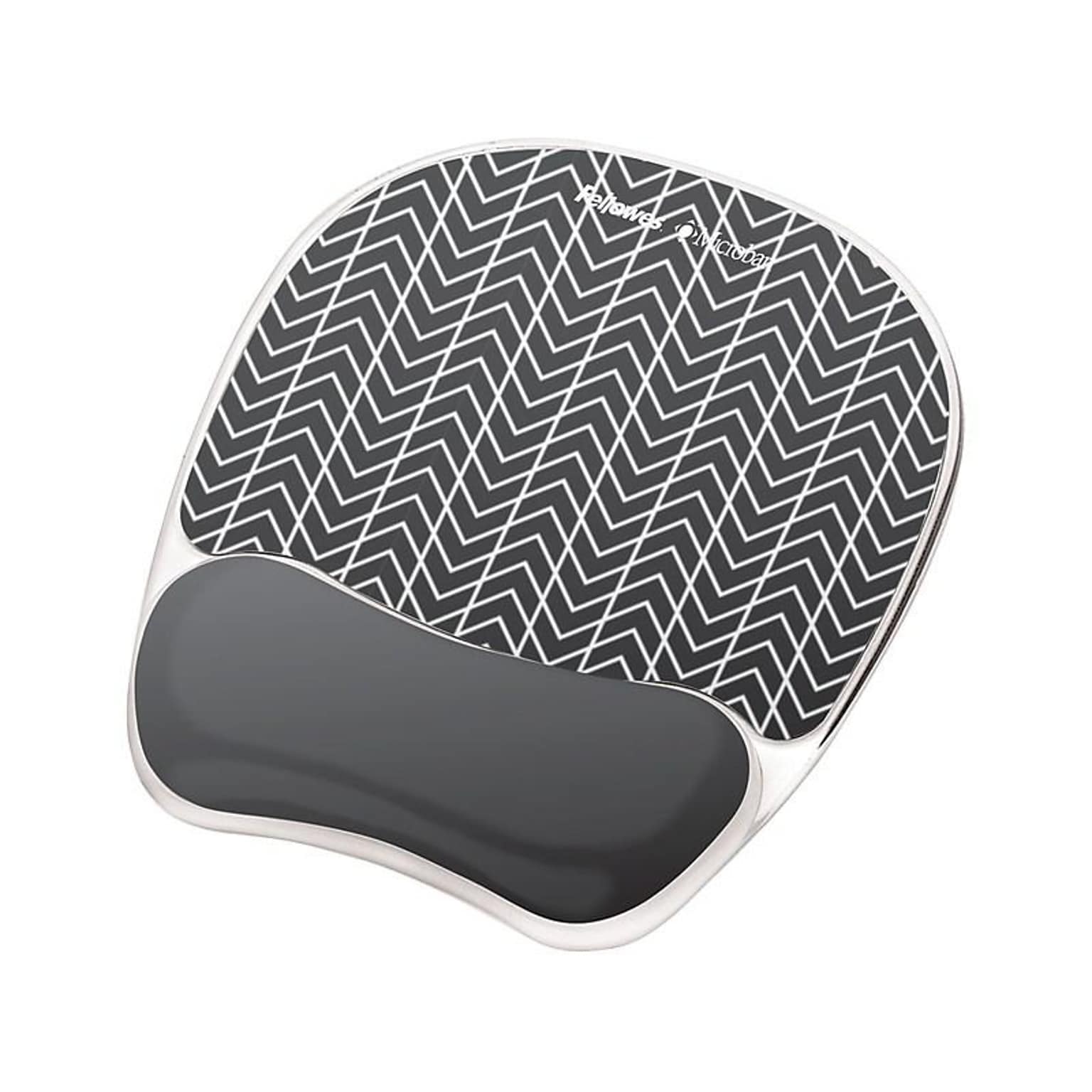 Fellowes Photo Gel Mouse Pad/Wrist Rest Combo, Black Chevron (9549901)