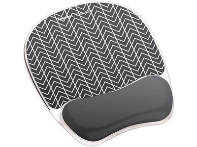 Fellowes Photo Gel Mouse Pad/Wrist Rest Combo, Black Chevron (9549901)