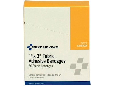 First Aid Only 1 x 3 Fabric Adhesive Bandages, 50/Box (G121/51006)