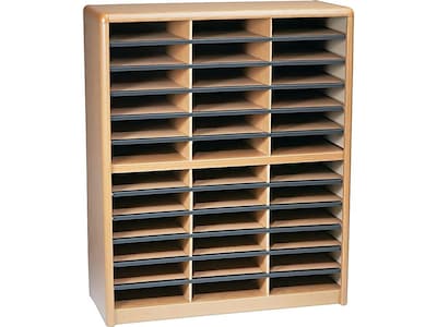 Safco 36-Compartment Literature Organizers, 32.25 x 38, Medium Oak (7121MO)