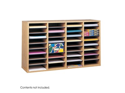 Safco 36-Compartment Literature Organizers, 39.25" x 24", Medium Oak (9424MO)