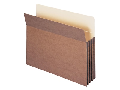 Smead 100% Recycled File Pockets, 3.5 Expansion, Letter Size, Brown, 25/Box (73205)
