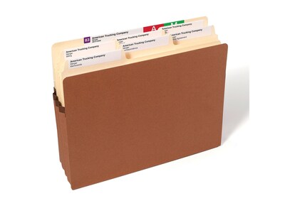 Smead 100% Recycled File Pockets, 3.5" Expansion, Letter Size, Brown, 25/Box (73205)