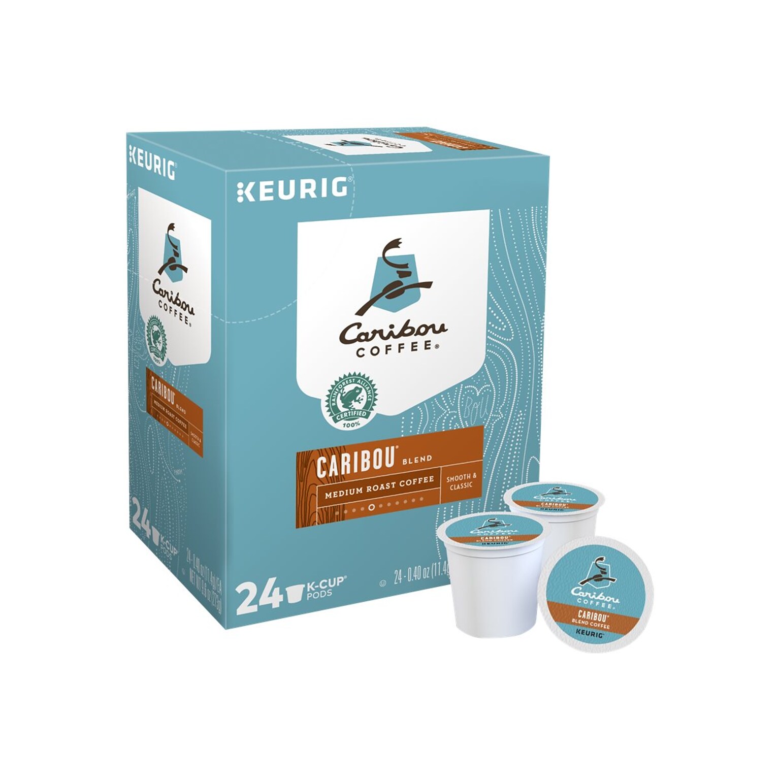 Caribou Blend Coffee, Keurig K-Cup Pods, Medium Roast, 24/Box (6992)