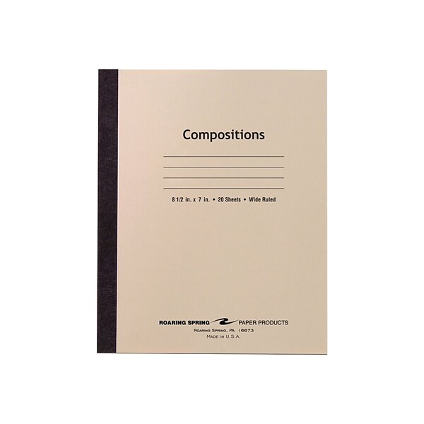 Roaring Spring Composition Notebook, 8.5 x 7, Wide Ruled, 20 Sheets, Manila (77340)