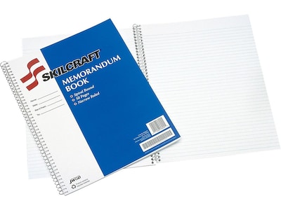 SKILCRAFT Memorandum 1-Subject Professional Notebooks, 8.5 x 11, 50 Narrow Sheets, Blue, 12/Pack (