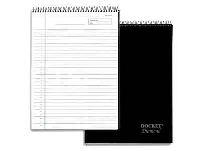 TOPS Docket Diamond Notepad, 8.5" x 11.75", Wide Ruled, Black, 60 Sheets/Pad (TOP 63978)