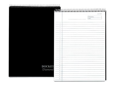 TOPS Docket Diamond Notepad, 8.5" x 11.75", Wide Ruled, Black, 60 Sheets/Pad (TOP 63978)