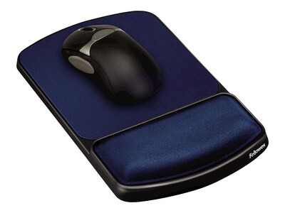 Fellowes Gel Mouse Pad/Wrist Rest Combo, Non-Skid Base, Sapphire/Black (98741)