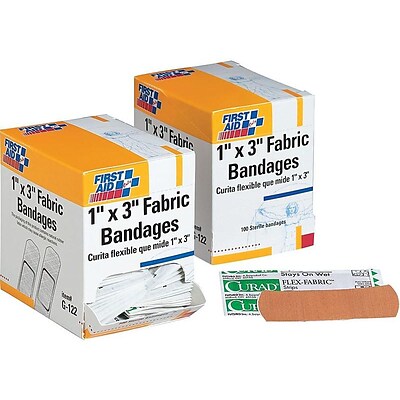 First Aid Only 1W x 3L Adhesive Bandages, 100/Box (G122)