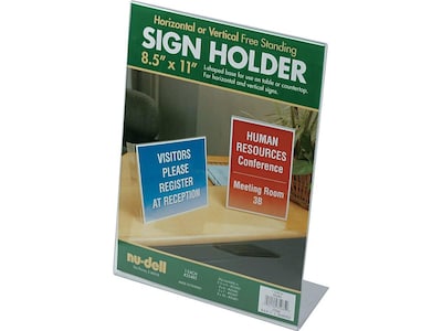 NuDell Sign Holder, 8.5 x 11, Clear Plastic (35485)