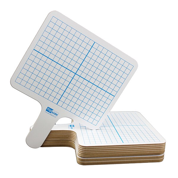 Flipside Graphing Paddles Dry Erase Whiteboard, 7.75 x 10, Class Pack of 12 (FLP18124)