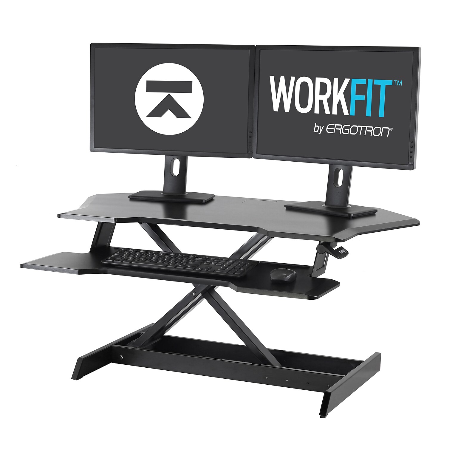 Ergotron WorkFit Corner Adjustable Standing Desk Converter, Black (33-468-921)