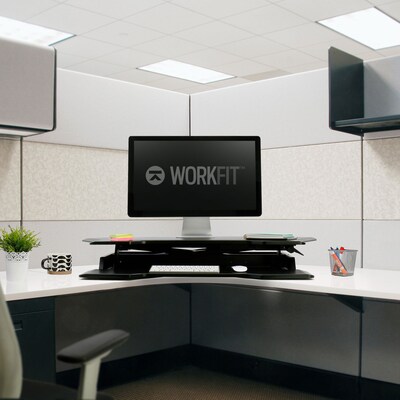 Ergotron WorkFit Corner Adjustable Standing Desk Converter, Black (33-468-921)