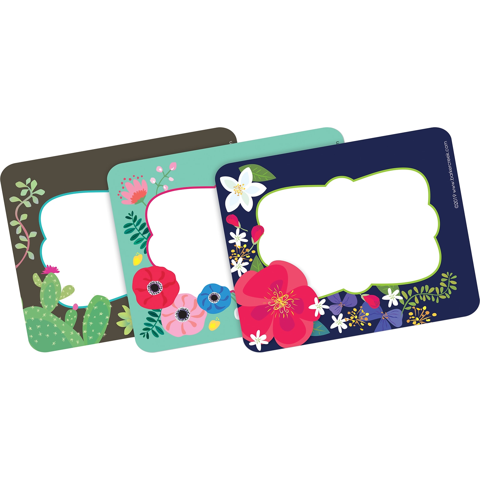 Barker Creek Self-adhesive Petals & Prickles School Name Tags, 45/Pack (BC1545)