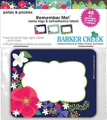 Barker Creek Name Tags/Self-Adhesive Labels, Petals & Prickles, Multi-Design Set, 45/Pack (BC1545)