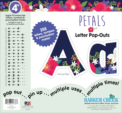 Barker Creek Letter Pop-Outs, Petals, 4, 255 Characters/Set (BC1733)