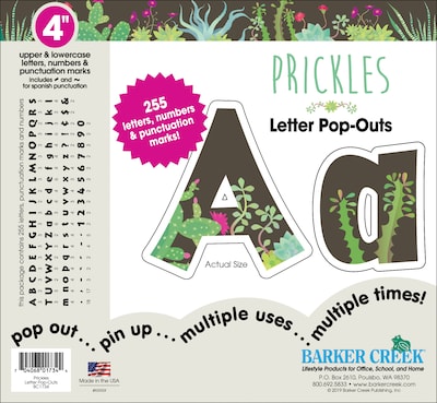 Barker Creek Letter Pop-Outs, Prickles, 4, 255 Characters/Set (BC1734)